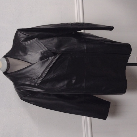 Jessica London Jackets & Blazers - New Without Label Jessica London Black Leather Asymmetric Jacket
